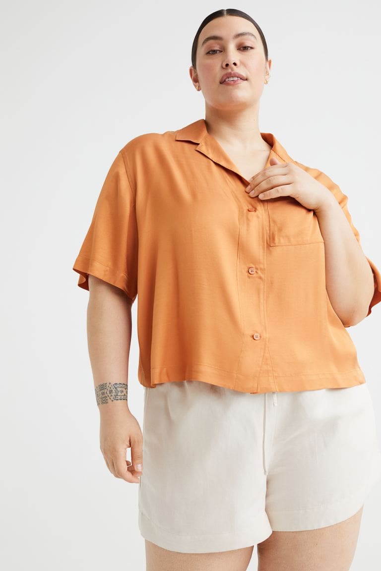 Рубашка оверсайз оранжевая